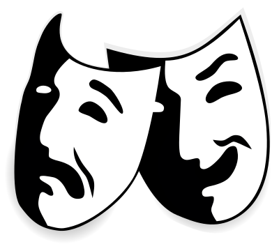 文件:Comedy and tragedy masks without background.svg